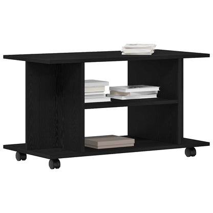 TV-bänk med hjul svart ek 80x40x45 cm konstruerat trä