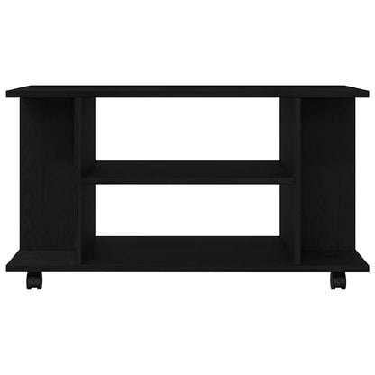 TV-bänk med hjul svart ek 80x40x45 cm konstruerat trä