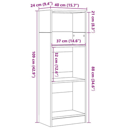 Bokhylla svart ek 40x24x109 cm konstruerat trä