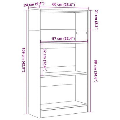 Bokhylla svart ek 60x24x109 cm konstruerat trä