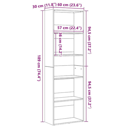 Bokhylla svart ek 60x30x189 cm konstruerat trä