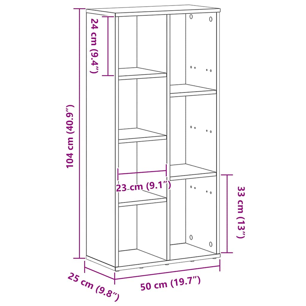 Bokhylla svart ek 50x25x104 cm konstruerat trä