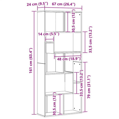 Bokhylla svart ek 67x24x161 cm konstruerat trä