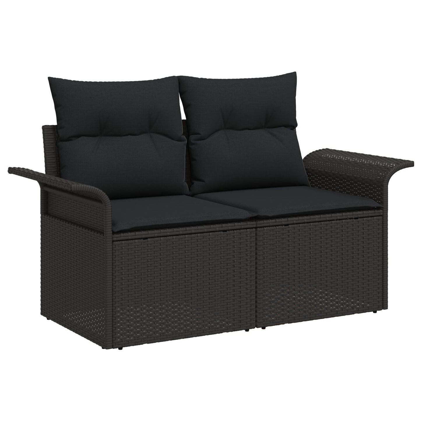 5 Delars Trädgårdsoff Set med Kuddar Svart Poly Rattan