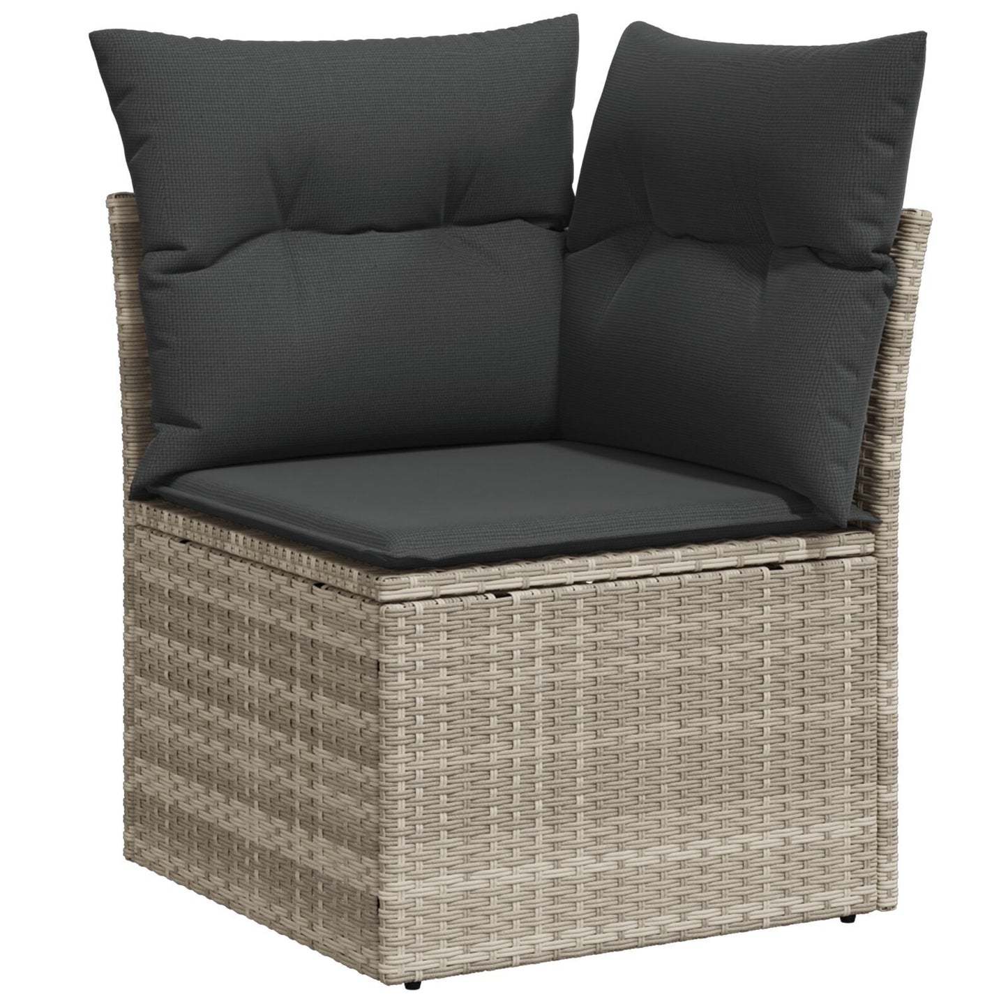 9 Delar Trädgårdsofa Set med Kuddar Ljus Grå Poly Rattan