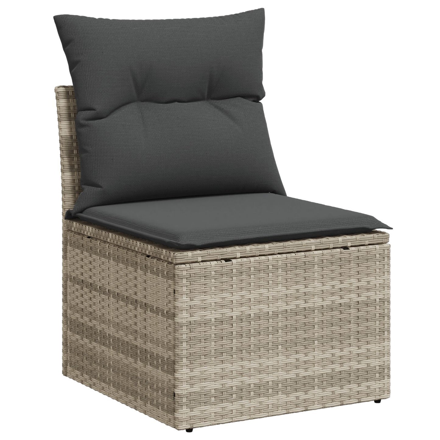 9 Delar Trädgårdsofa Set med Kuddar Ljus Grå Poly Rattan