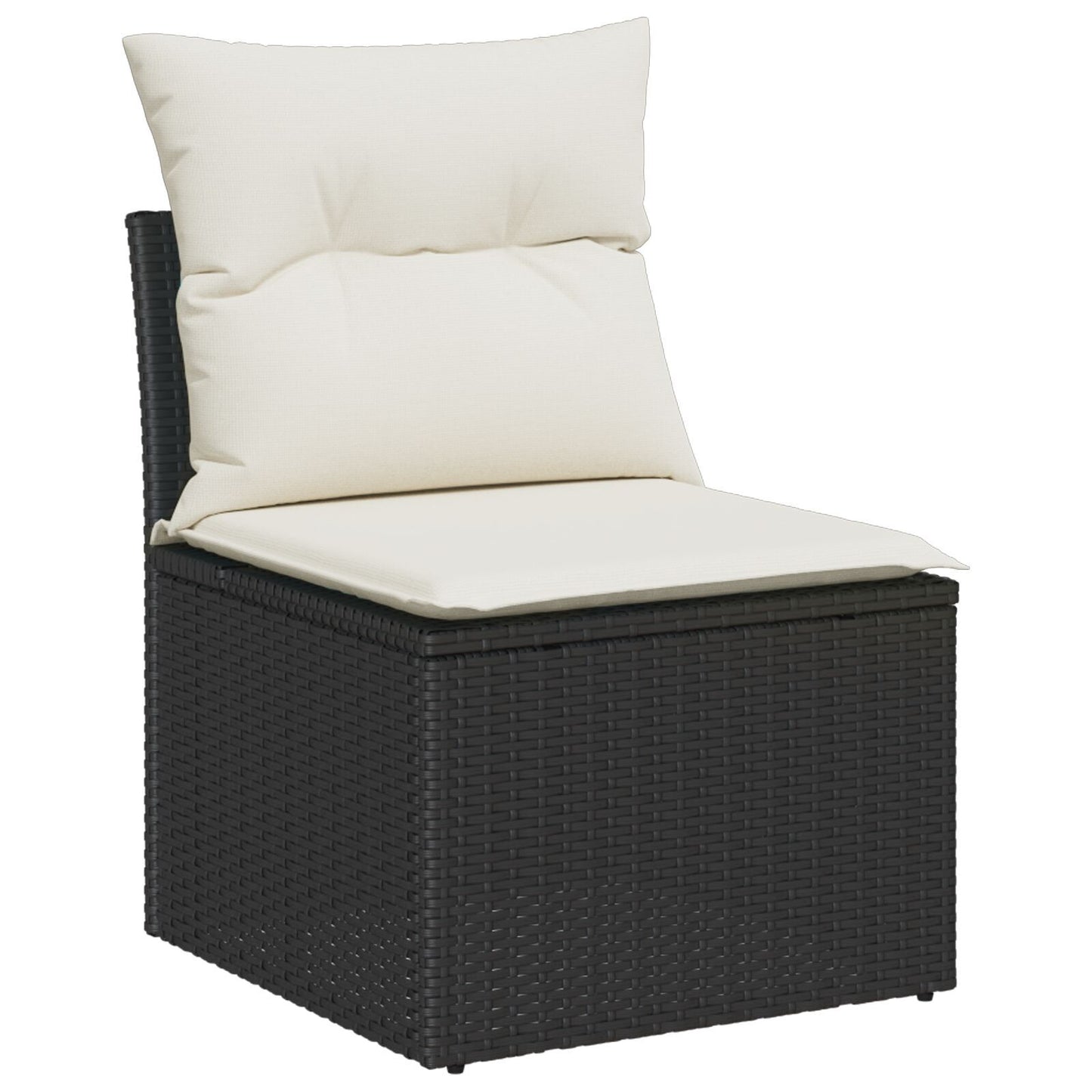 7-delars trädgårdsofa set med kuddar svart poly rattan
