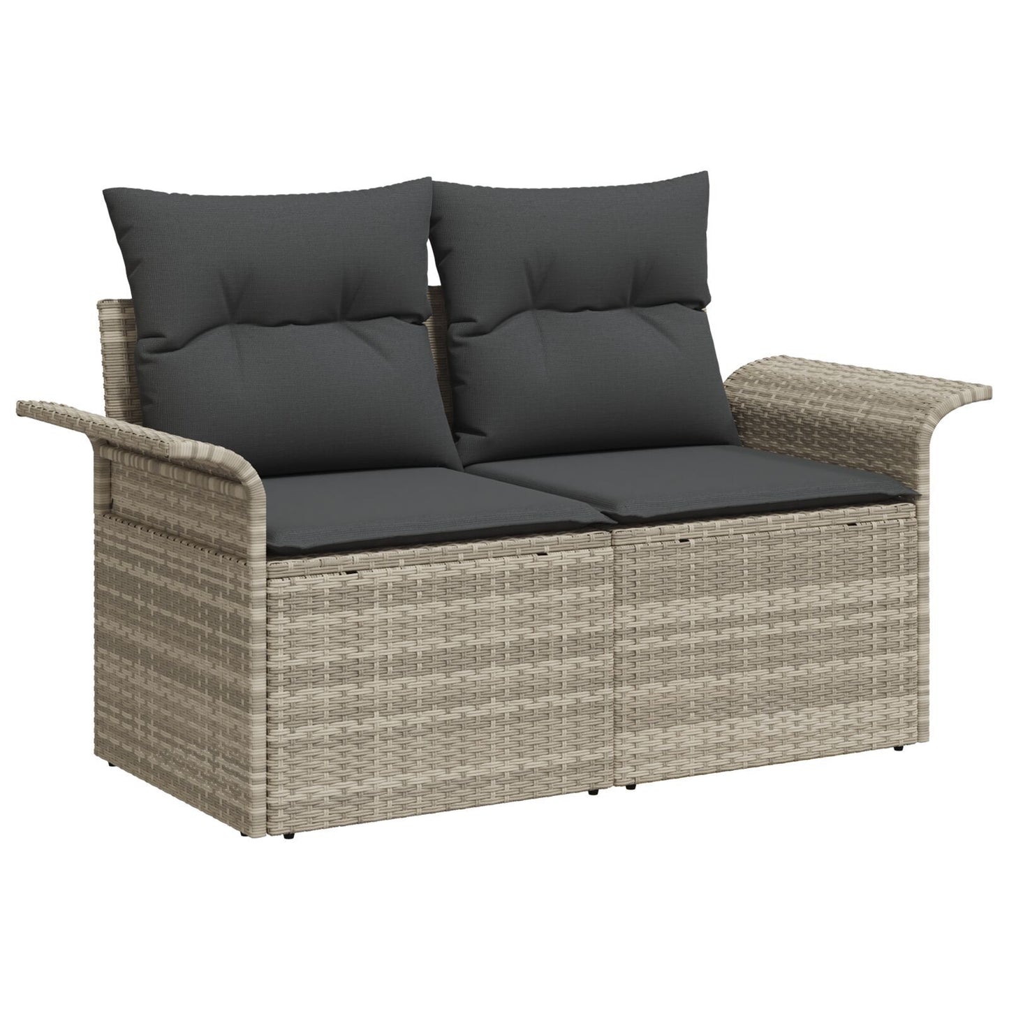 9 Delar Trädgårdsofa Set med Kuddar Ljus Grå Poly Rattan