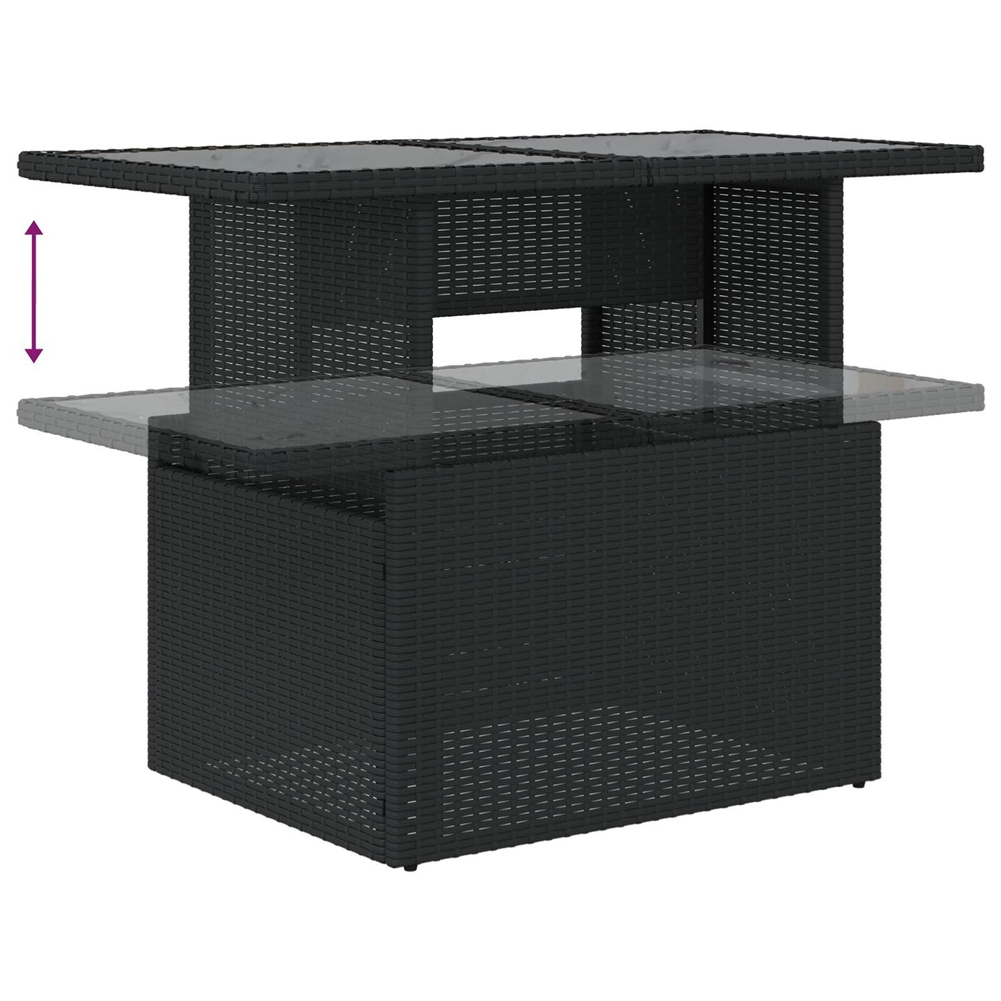 7-delars trädgårdsofa set med kuddar svart poly rattan