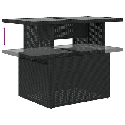 7-delars trädgårdsofa set med kuddar svart poly rattan