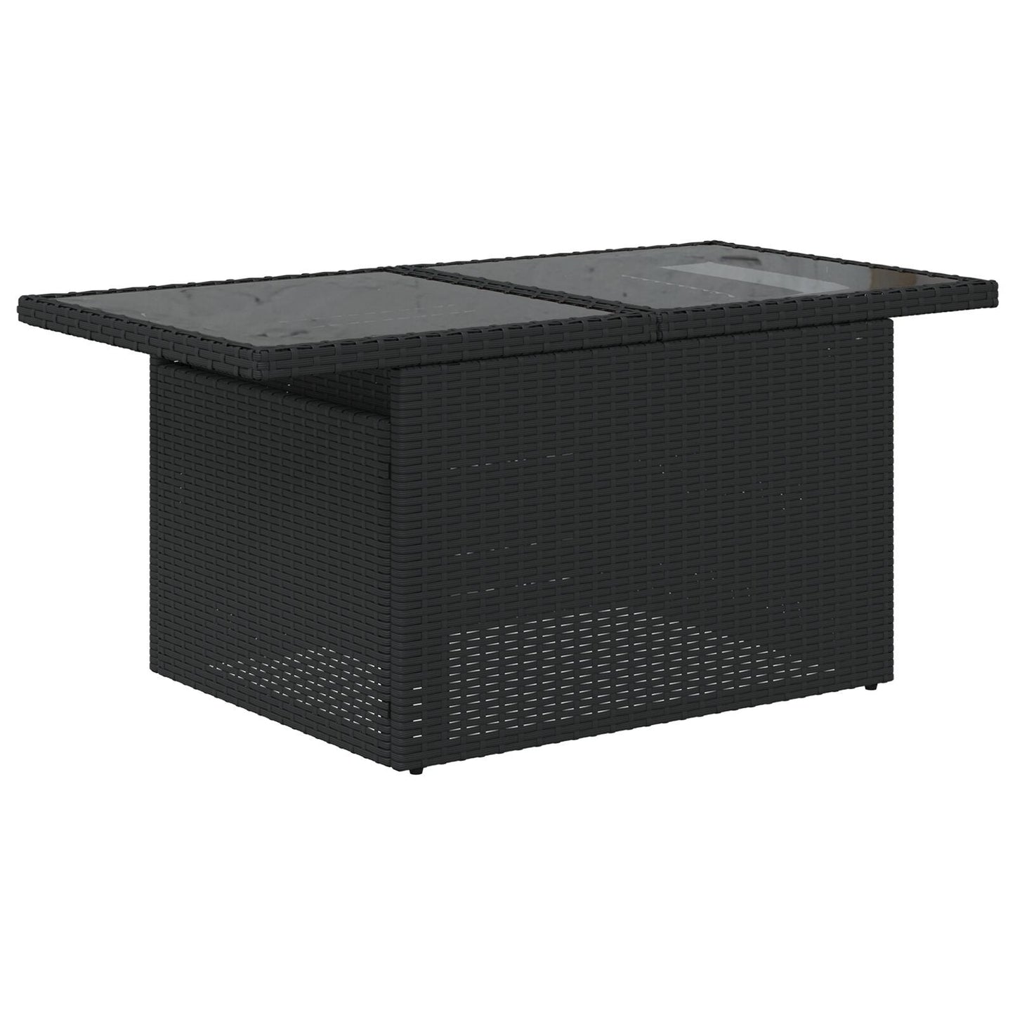 7-delars trädgårdsofa set med kuddar svart poly rattan
