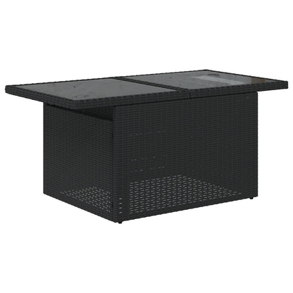 7-delars trädgårdsofa set med kuddar svart poly rattan