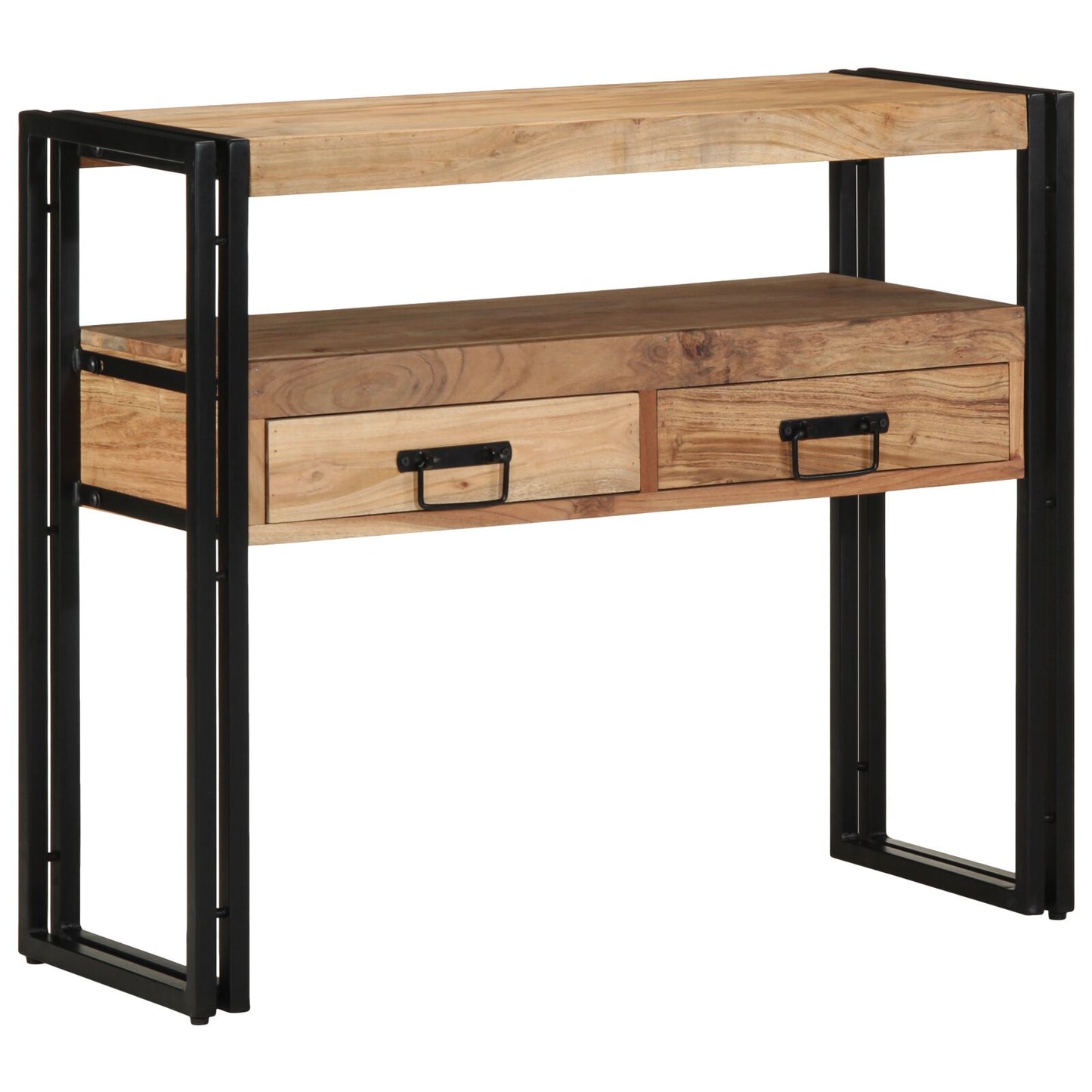 Konsolbord Svart 90x33x75 cm Massivt akaciaträ och metall