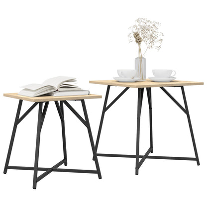 Sidobord 2 st Sonoma Ek Fuskträ och Metall