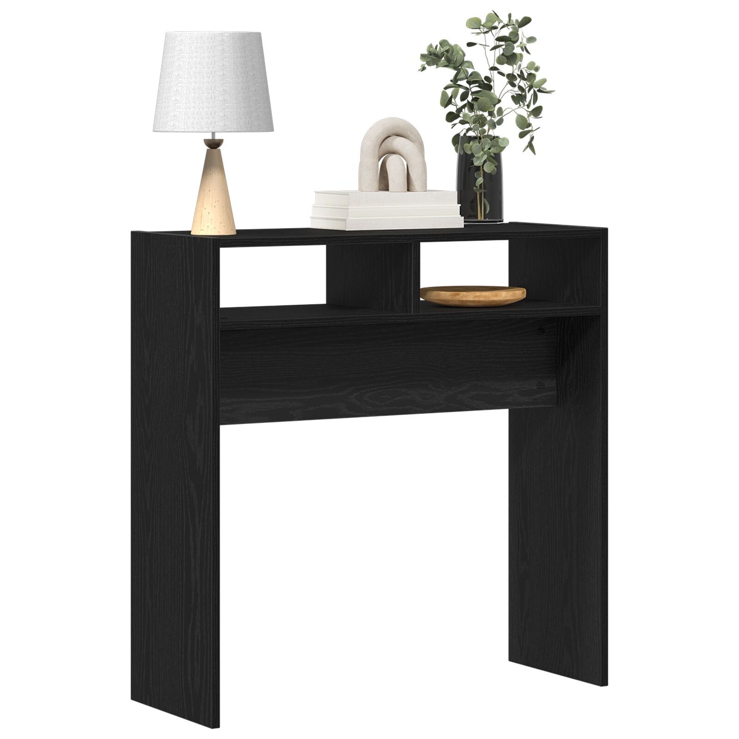 Svart Ek Konsolbord - 78x30x80 cm - Tillverkat av konstruerat trä