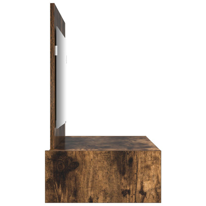 Väggmonterat Sminkbord Rökt Ek 100x40x70 cm