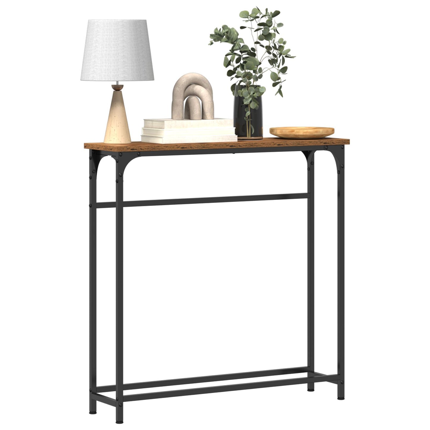 Konsolbord gammalt trä 75x19,5x75 cm konstruerat trä och stål