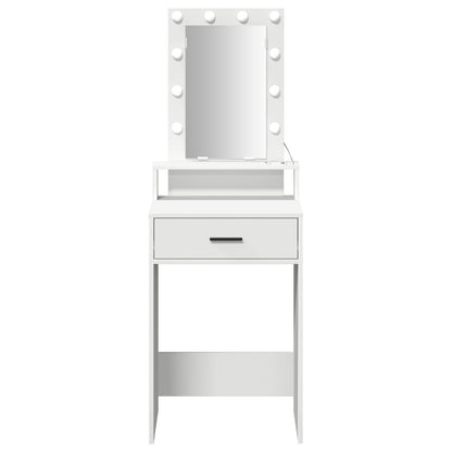 Sminkbord med LED-lampor Vit 50x41x140 cm
