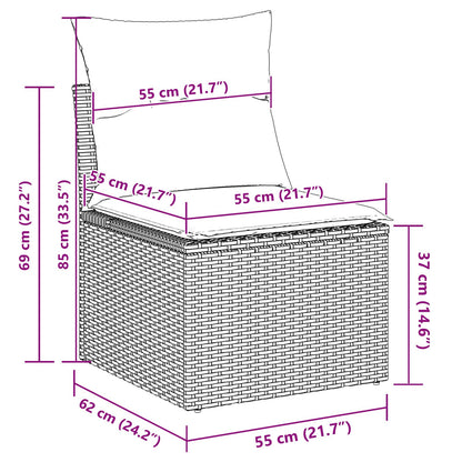 10-delat trädgårdsoff-set med kuddar beige poly rattan akacia