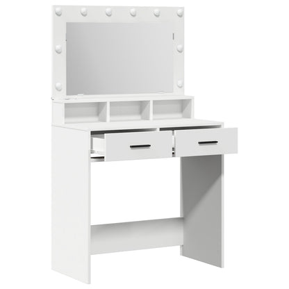 Sminkbord med LED-lampor, Vit, 79x41x135 cm