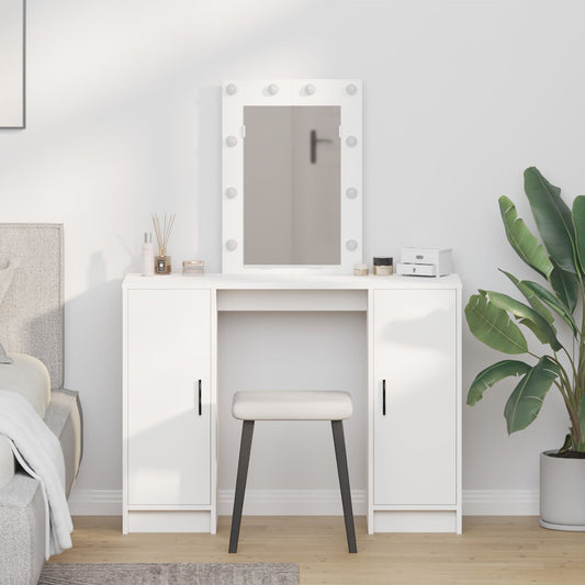 Sminkbord med LED-lampor Vitt 102x33x135 cm