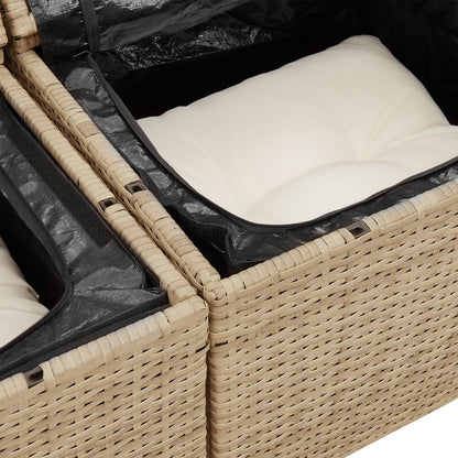 10-delars trädgårdsoffasett med kuddar Beige Poly Rattan