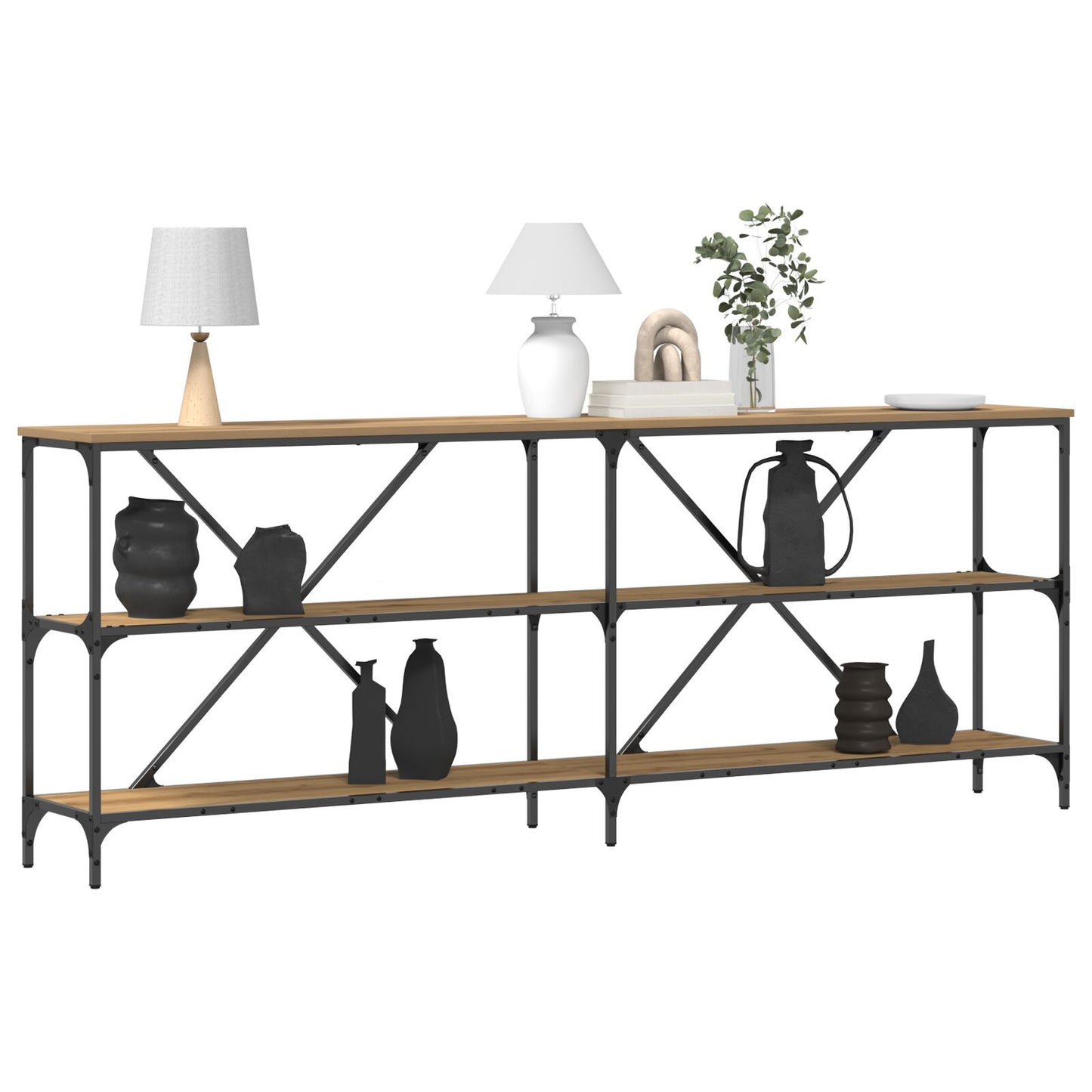 Konsolbord Artisan Ek 200x30x75 cm Konstruerat trä och Stål