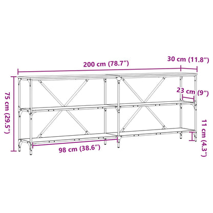 Console Table Svart Ek 200x30x75 cm Konstruerat Trä och Stål