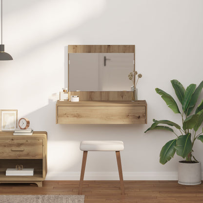Väggmonterat sminkbord Massiv ek 83x40x70 cm