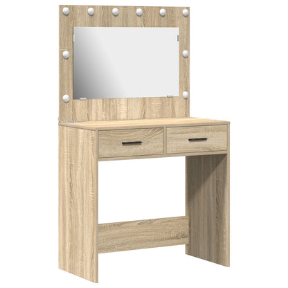 Sminkbord med LED-lampor Sonoma-ek 78,5x41x135 cm
