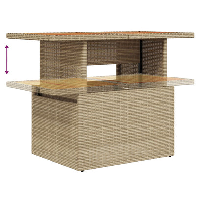 11-delad trädgårdsbordsgrupp med kuddar Beige poly-rotting Akacia