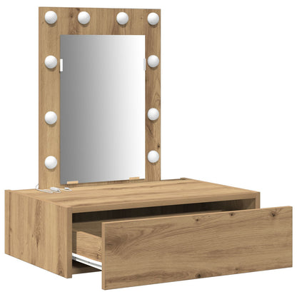 Väggmonterat Sminkbord med LED-lampor - Artisan Ek