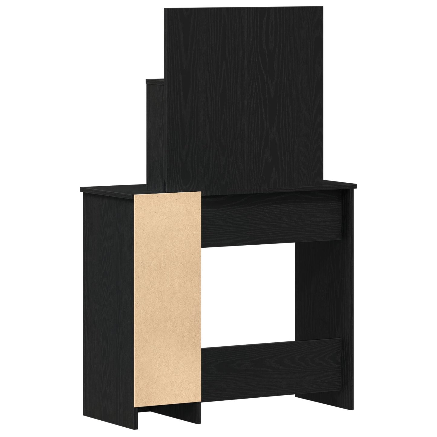 Svart Ek Sminkbord med Spegel - 86,5 x 35 x 136 cm