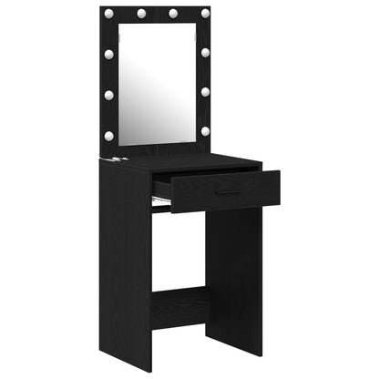 Sminkbord med LED-lampor Svart ek 50x41x135 cm