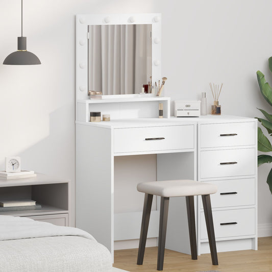 Sminkbord med LED-lampor Vit 50x41x135 cm