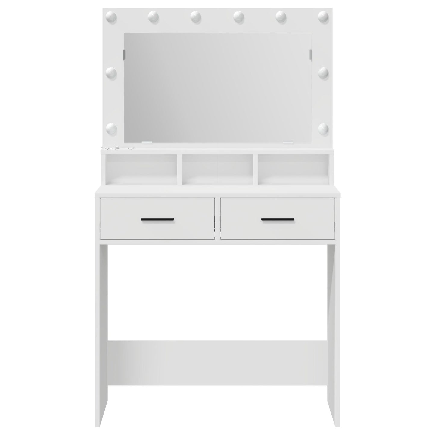 Sminkbord med LED-lampor, Vit, 79x41x135 cm