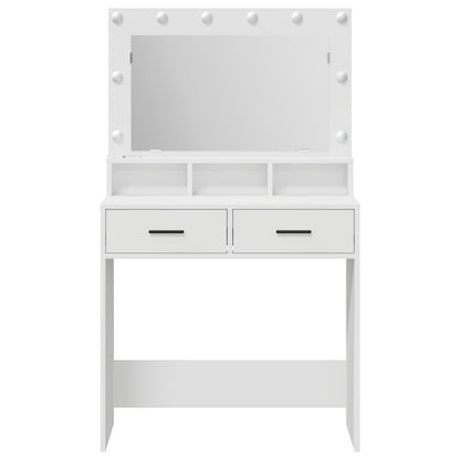 Sminkbord med LED-lampor, Vit, 79x41x135 cm