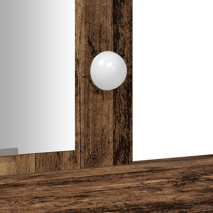 Sminkbord med LED-lampor Gamla Trä 102x33x135 cm