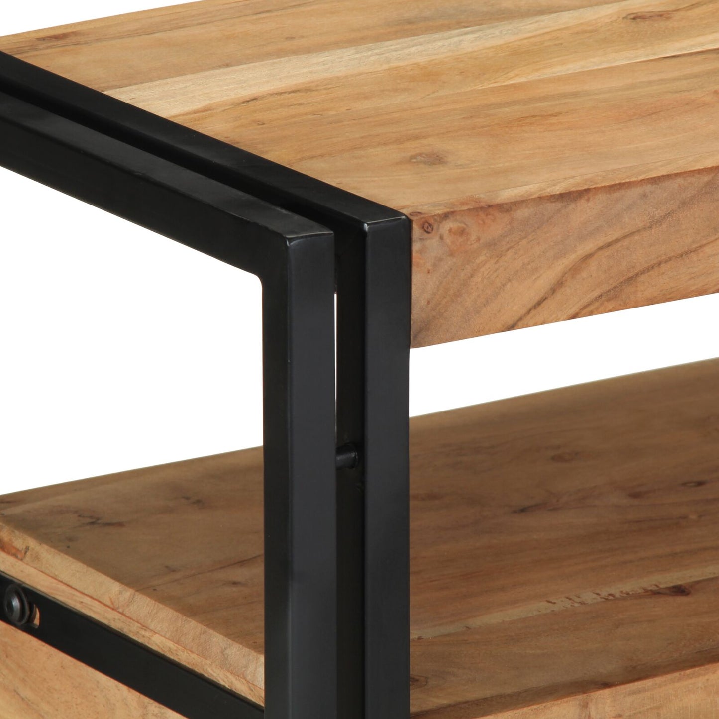 Konsolbord Svart 90x33x75 cm Massivt akaciaträ och metall