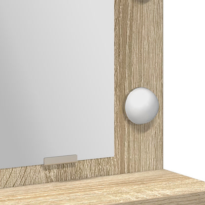 Sminkbord med LED-ljus Sonoma Ek 79x41x135 cm