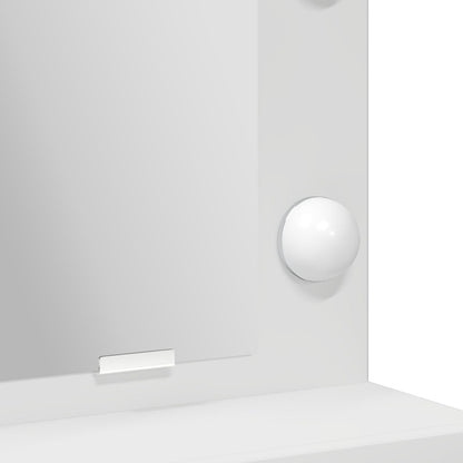 Sminkbord med LED-lampor, Vit, 79x41x135 cm