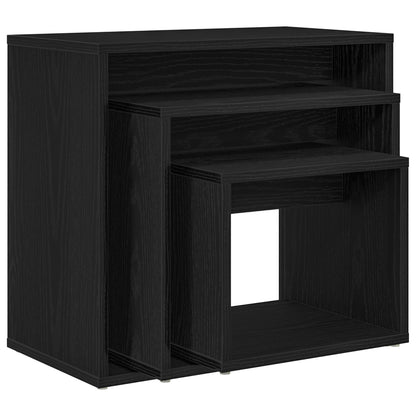 Nesting Tables 3 st Svart Ek Konstruerat Trä
