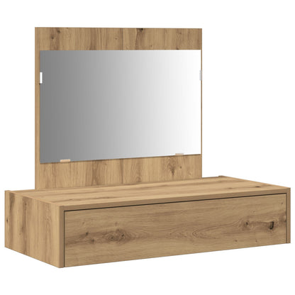 Väggmonterat sminkbord Massiv ek 83x40x70 cm