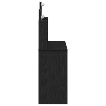 Sminkbord med LED-lampor Svart Ek 96x40x142 cm