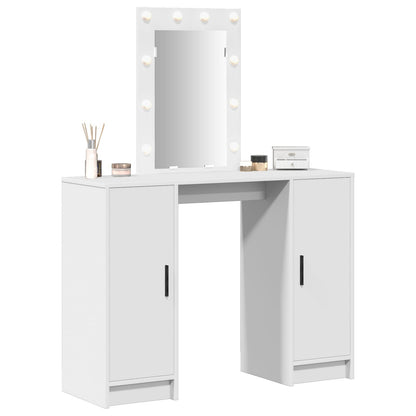 Sminkbord med LED-lampor Vitt 102x33x135 cm
