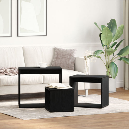 Nesting Tables 3 st Svart Ek Konstruerat Trä