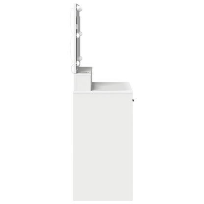 Sminkbord med LED-lampor, Vit, 79x41x135 cm