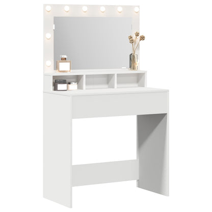Sminkbord med LED-lampor Vit 79x41x135 cm