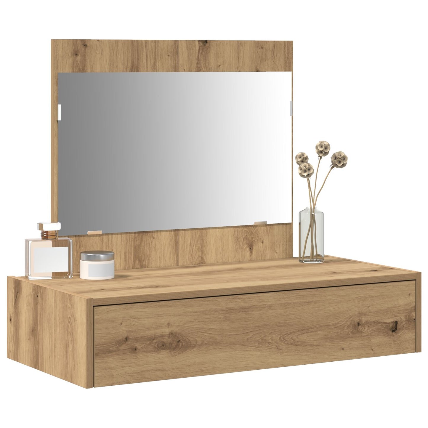 Väggmonterat sminkbord Massiv ek 83x40x70 cm