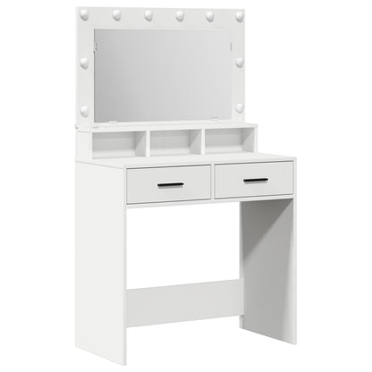 Sminkbord med LED-lampor, Vit, 79x41x135 cm